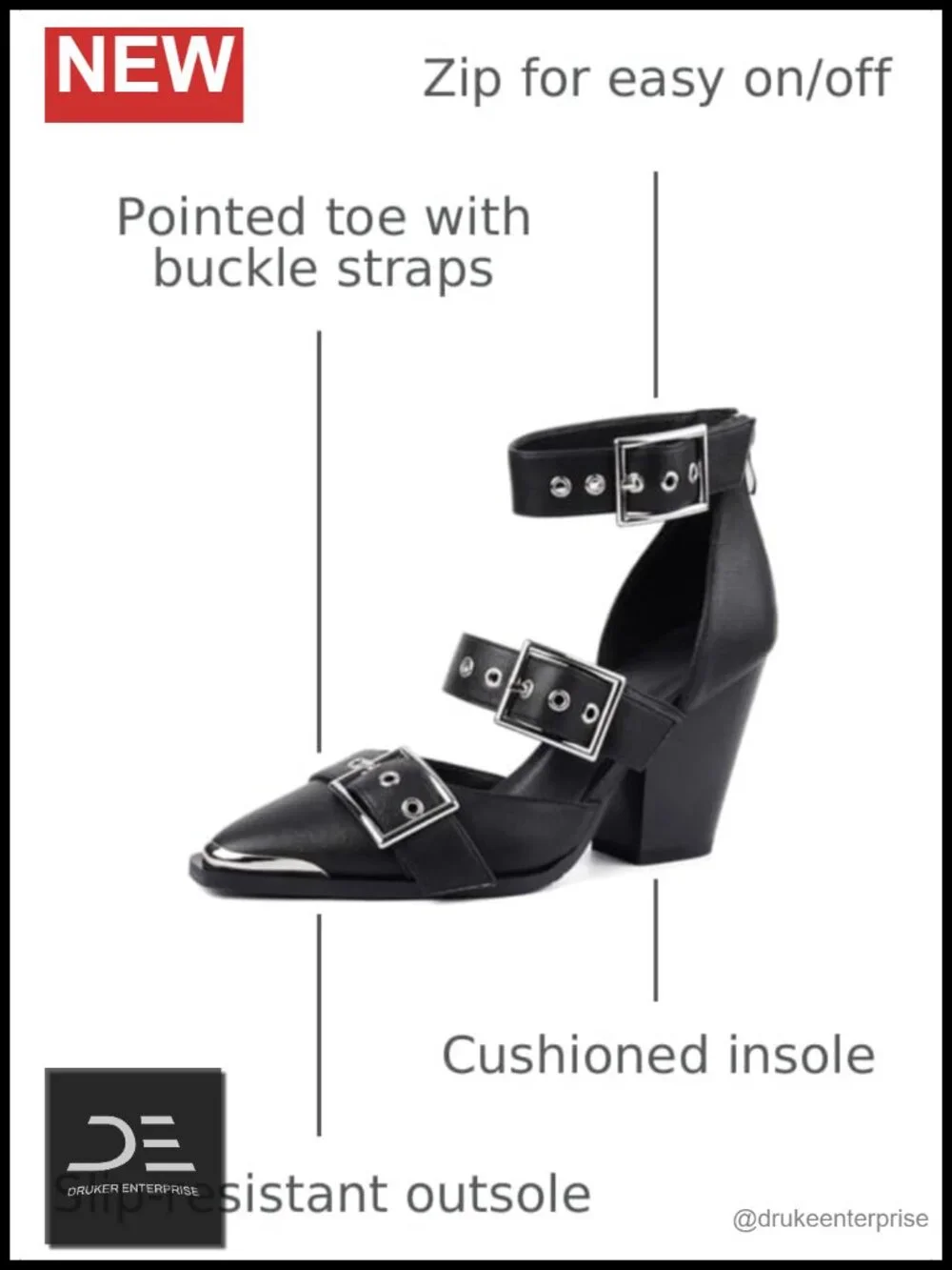 Western Heels Women Wedge Sandals 3.34 in Block Heel Pointed Toe Faux Leather